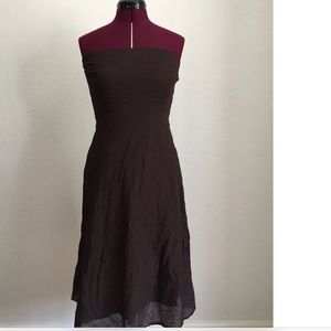 🍄J Crew Brown Cotton Crinkle Strapless Dress